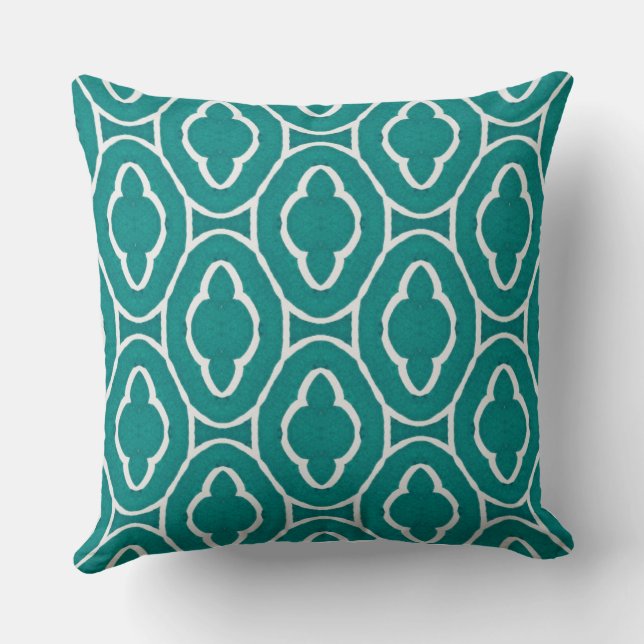 Cojín Decorativo  Teal Moroccan Trellis Pattern (Reverso )