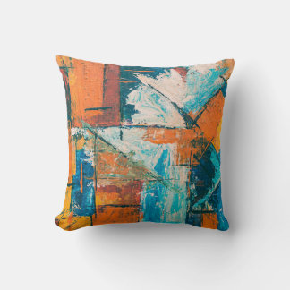 Cojín Decorativo Teal & Orange Impasto Abstract