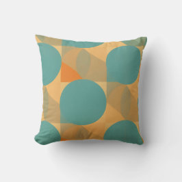 Cojín Decorativo Teal, Tan, and Orange in Retro Look Pattern
