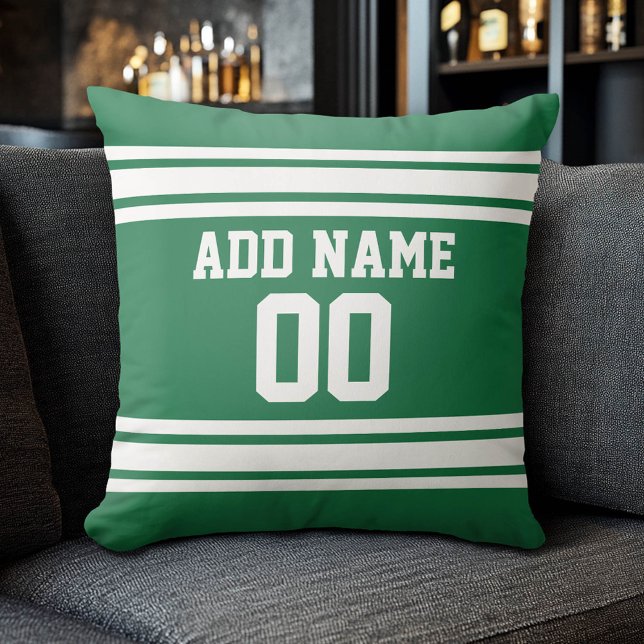 Cojín Decorativo Team Jersey con nombre y número personalizados (Custom Sports Pillow for a Man Cave)