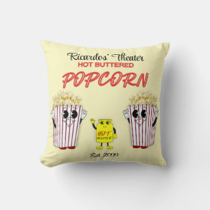 Cojín Decorativo Teatro de Cine Familiar con Palomitas de Maíz con