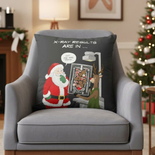 Cojín Decorativo Técnico de rayos X de Navidad Divertido Santa y Re