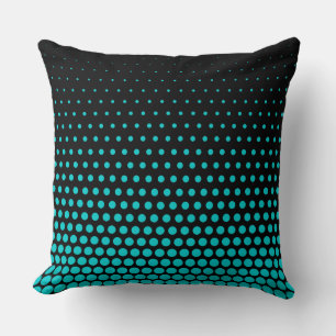 Cojín Decorativo Tecno turquesa puntos negro moderno