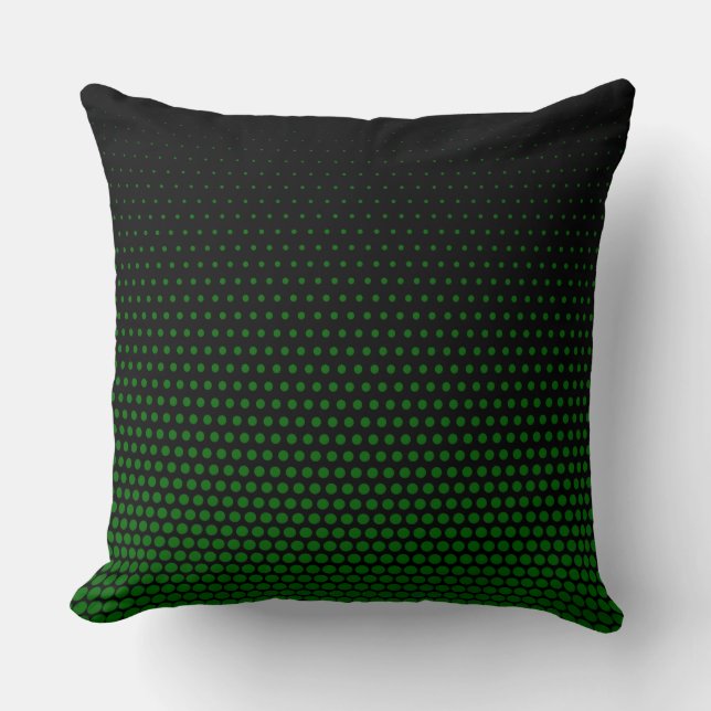 Cojín Decorativo Tecno verde puntos negro moderno (Anverso)