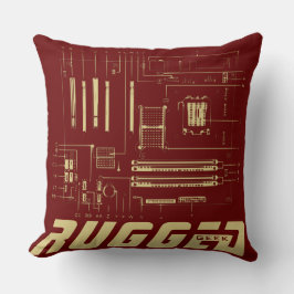 Cojín Decorativo tecnología de la tarjeta madre GEEK de color rojo