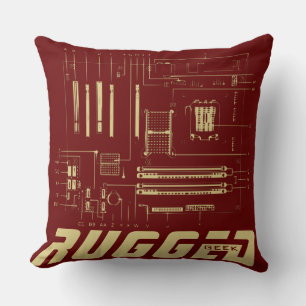 Cojín Decorativo tecnología de la tarjeta madre GEEK de color rojo