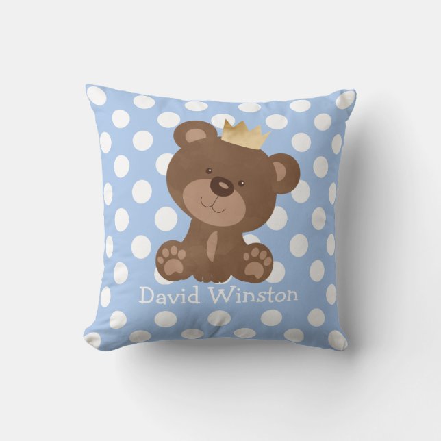 Cojín Decorativo Teddy Bear Nursery Decour Baby Boy Personalizado (Anverso)
