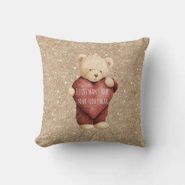 Cojín Decorativo Teddy Bear Red Heart Gold Glitter