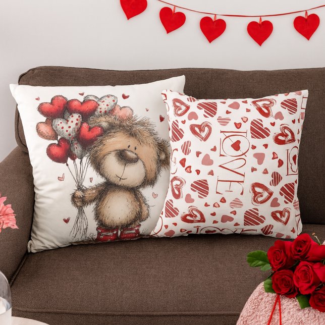 Cojín Decorativo Teddy Bear With Heart Balloons & LOVE Pattern (Subido por el creador)