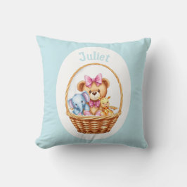 Cojín Decorativo Teddy y amigos en una canasta