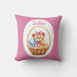 Cojín Decorativo Teddy y amigos en una canasta
