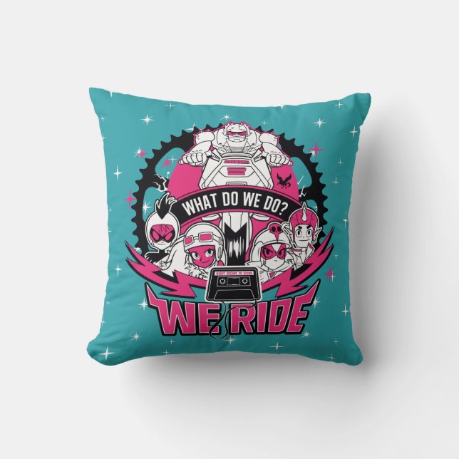 Cojín Decorativo Teen Titans Go! | "We Ride" Retro Moto Graphic (Anverso)