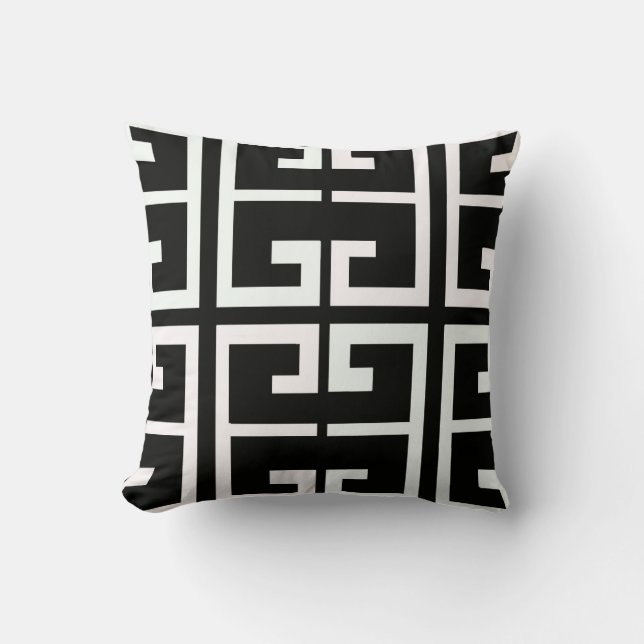 Cojín Decorativo Teja española blanco y negro (Anverso)