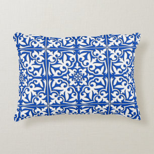 Cojín Decorativo Teja marroquí - azul y blanco de cobalto