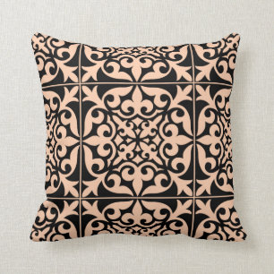Cojín Decorativo Teja marroquí - rosa y negro del melocotón