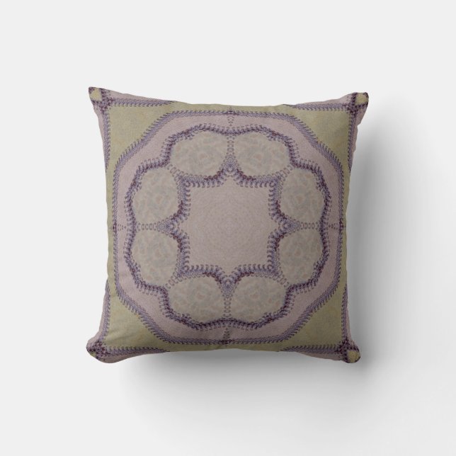 Cojín Decorativo Teja purpúrea clara y verde de la Falso-Puntada (Anverso)