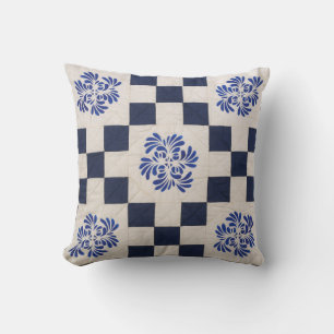 Cojín Decorativo Tejido azul y blanco