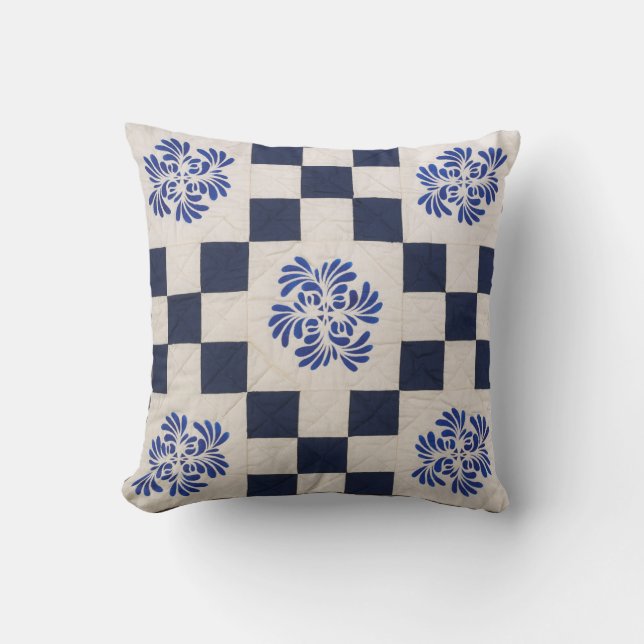 Cojín Decorativo Tejido azul y blanco (Anverso)