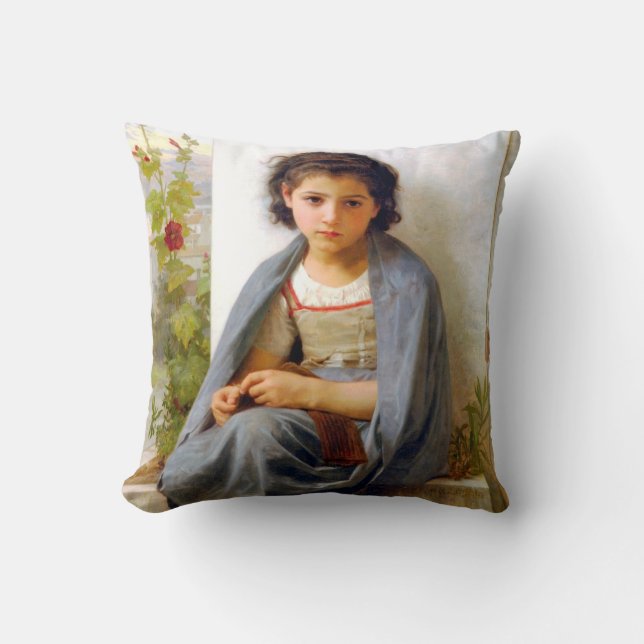 Cojín Decorativo Tejido chica, Bouguereau (Anverso)