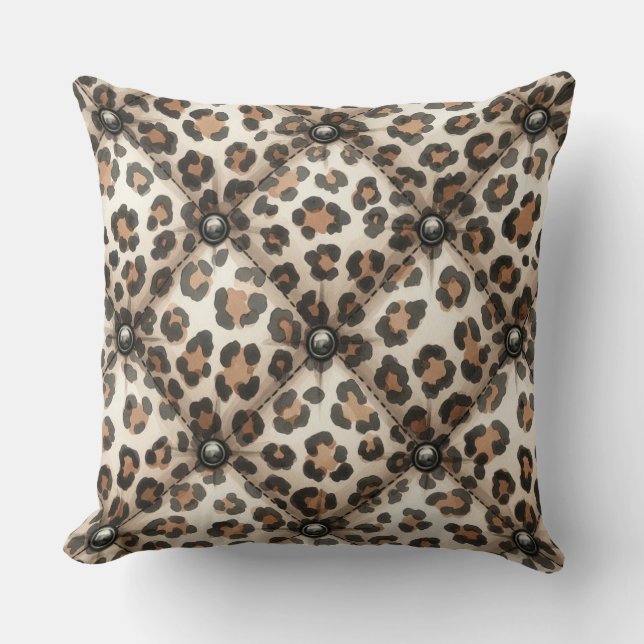 Cojín Decorativo Tejido curado con imitación de piel de leopardo po (Anverso)