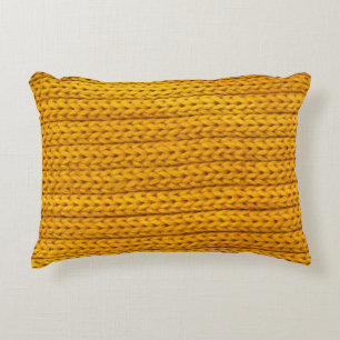 Cojín Decorativo Tejido de punto amarillo de hilados.