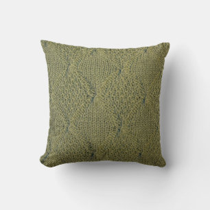 Cojín Decorativo Tejido de punto verde: textura de cierre