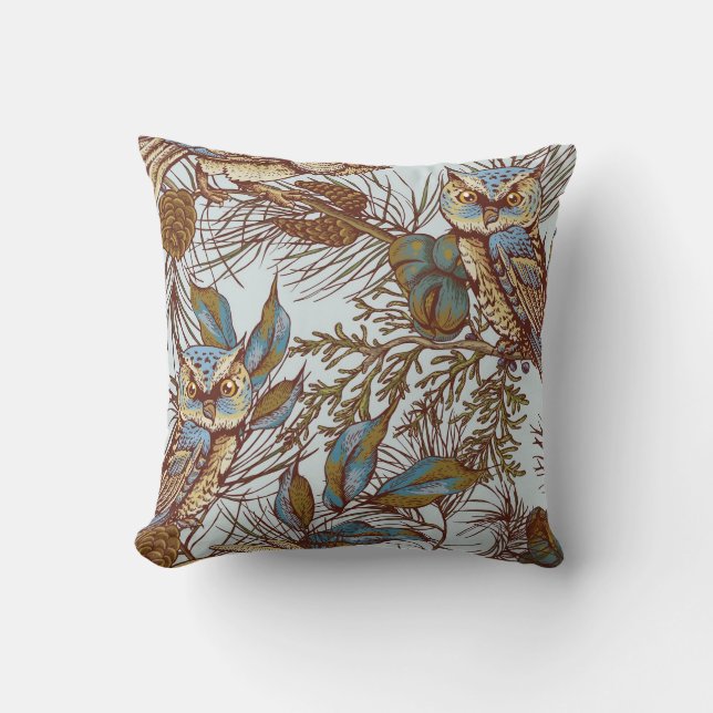 Cojín Decorativo Tejidos azules de huevo y patos de la selva (Anverso)