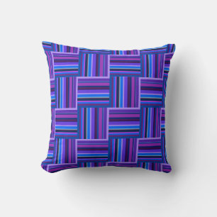 Cojín Decorativo Tejidos de rayas azules y violetas
