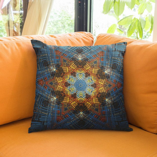 Cojín Decorativo Tejidos Mandala amarillo azul y rojo (Subido por el creador)