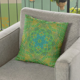 Cojín Decorativo Tejidos Mandala Amarillo verde y azul