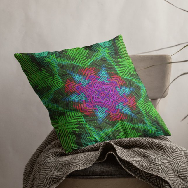 Cojín Decorativo Tejidos Mandala Azul rosa y Verde (Subido por el creador)