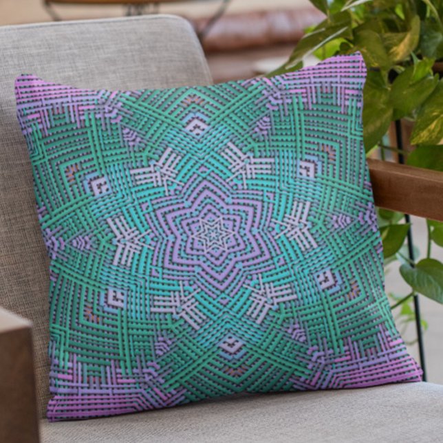 Cojín Decorativo Tejidos Mandala rosa y azul (Subido por el creador)