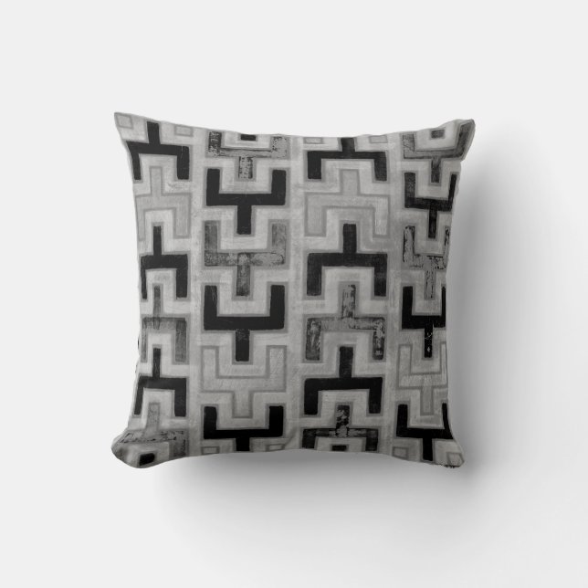 Cojín Decorativo tela de barro africana textil con patrones geométr (Anverso)