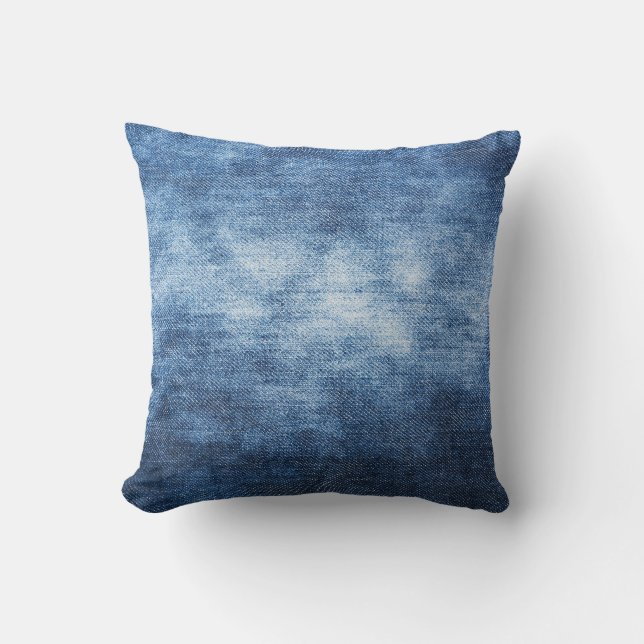 Cojín Decorativo Tela de denim, fondo texturado. (Anverso)