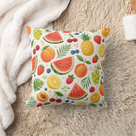 Cojín Decorativo Tela de Patrón de Frutas de Verano | Sandía Tropic