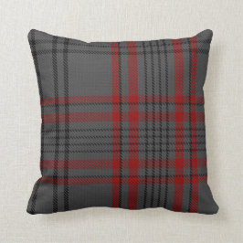 Cojín Decorativo Tela escocesa de tartán roja del negro gris oscuro
