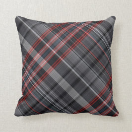 Cojín Decorativo Tela escocesa roja, negra y gris