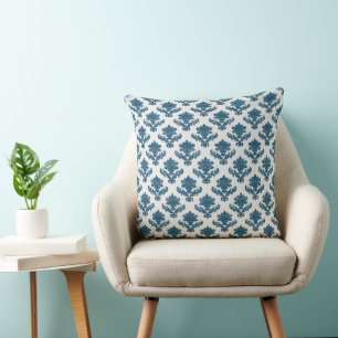 Cojín Decorativo Tela Francesa Azul y Blanco