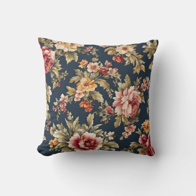 Cojín Decorativo Tela italiana con un hermoso patrón floral (Anverso)
