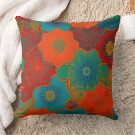 Cojín Decorativo tela marroquí exótica roja naranja verde azul turq