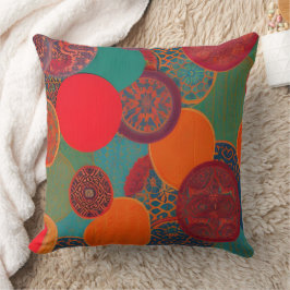 Cojín Decorativo tela marroquí naranja rojo exótico verde verde azu