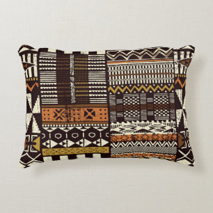 Cojín Decorativo tela tribal africana, vintage abstracto.