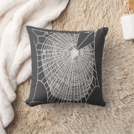Cojín Decorativo Telaraña Blanca Divertida y Espeluznante Dibujada