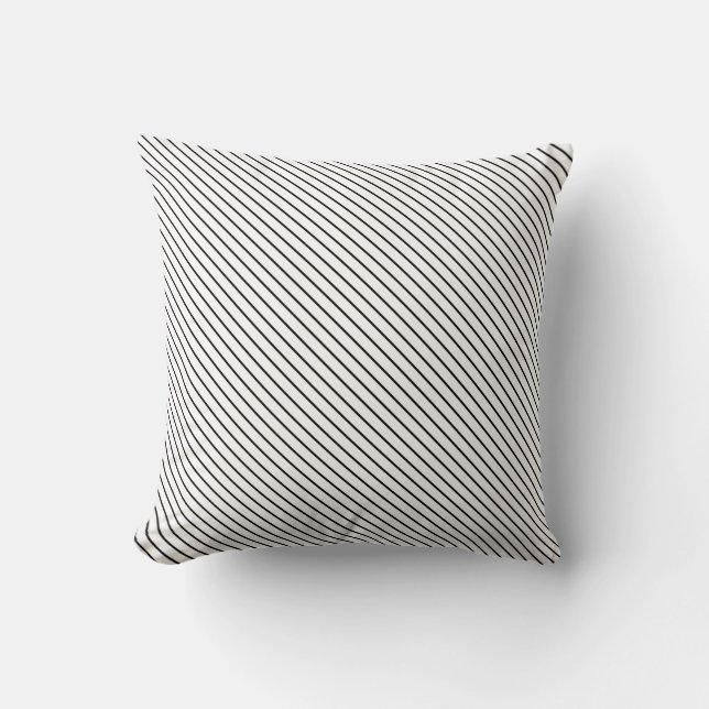 Cojín Decorativo Telas a rayas diagonales - blanco y negro (Anverso)
