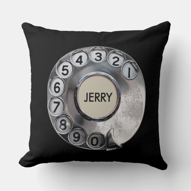 Cojín Decorativo Teléfono rotativo retro personalizado (Anverso)