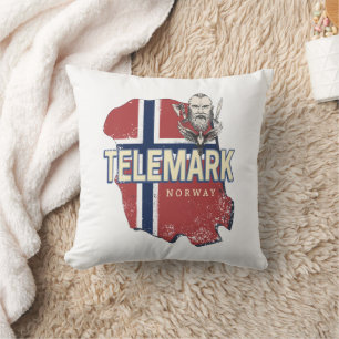 Cojín Decorativo Telemark Provincia de Noruega Mapa de recuerdo de