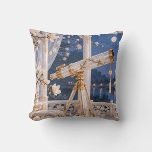 Cojín Decorativo Telescopio Perla Balcón Flor de Luna