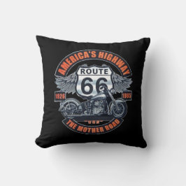 Cojín Decorativo Tema básico oscuro Ruta 66 Motocicletas