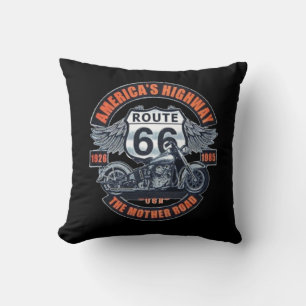 Cojín Decorativo Tema básico oscuro Ruta 66 Motocicletas