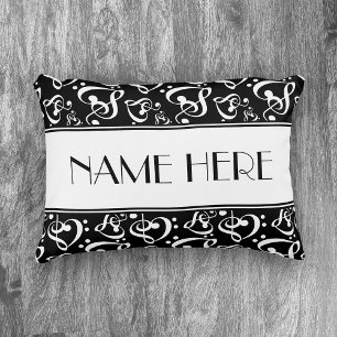 Cojín Decorativo Tema blanco y negro de la música del modelo